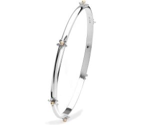 Silver and Gold Daisy Bangle
