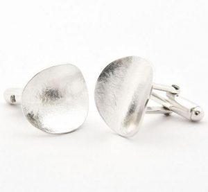 Silver oval cufflinks