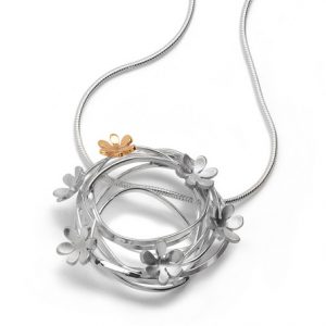 Silver and gold scribbles necklace