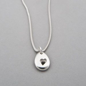 silver pebble heart necklace