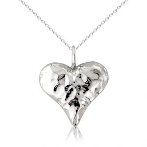 silver hammered heart pendant