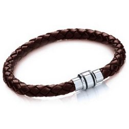 Brown Plaited Leather Bracelet