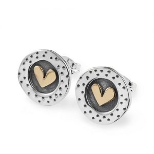 Silver round heart earrings