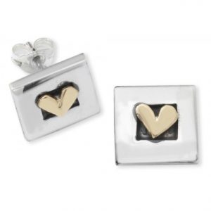 Silver square heart earrings