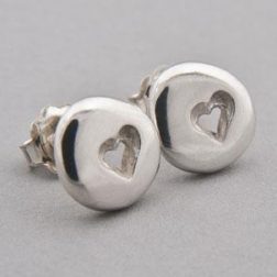 Silver Pebble Heart Earrings